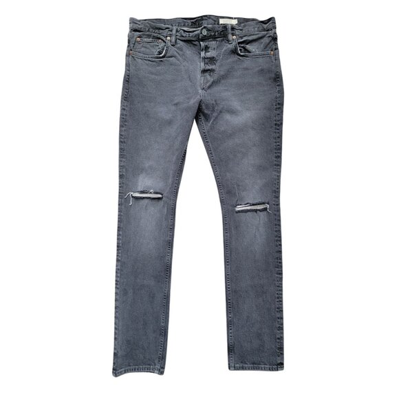 AllSaints Other - AllSaints Bannock Cigarette Black Denim Distressed Button Fly Jeans Men's W36